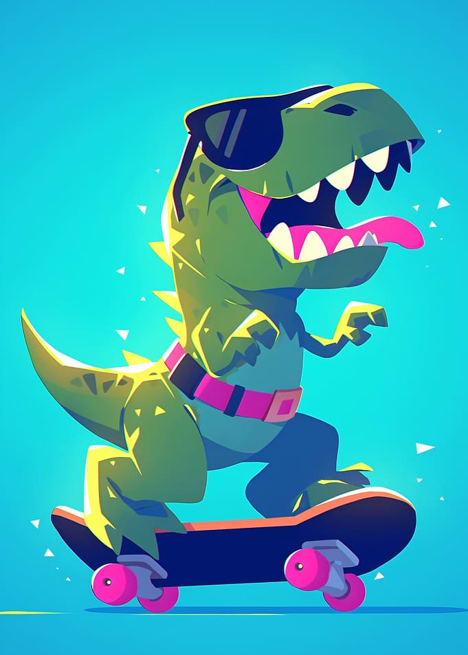 Cool Dinosaur on Skateboard