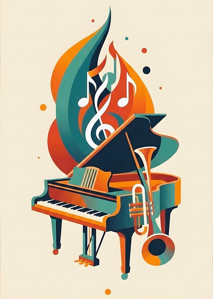 Musical Instruments and Notes Art