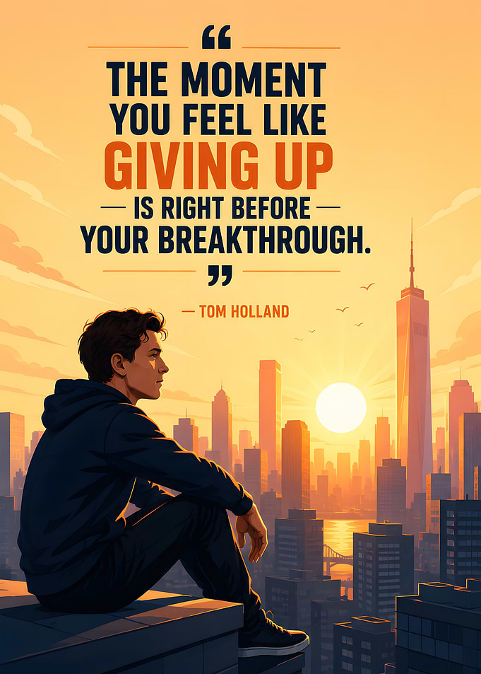 Tom Holland inspirational quote cityscape