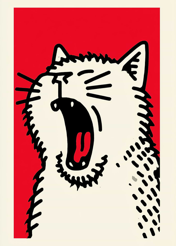 Yawning Cat Illustration