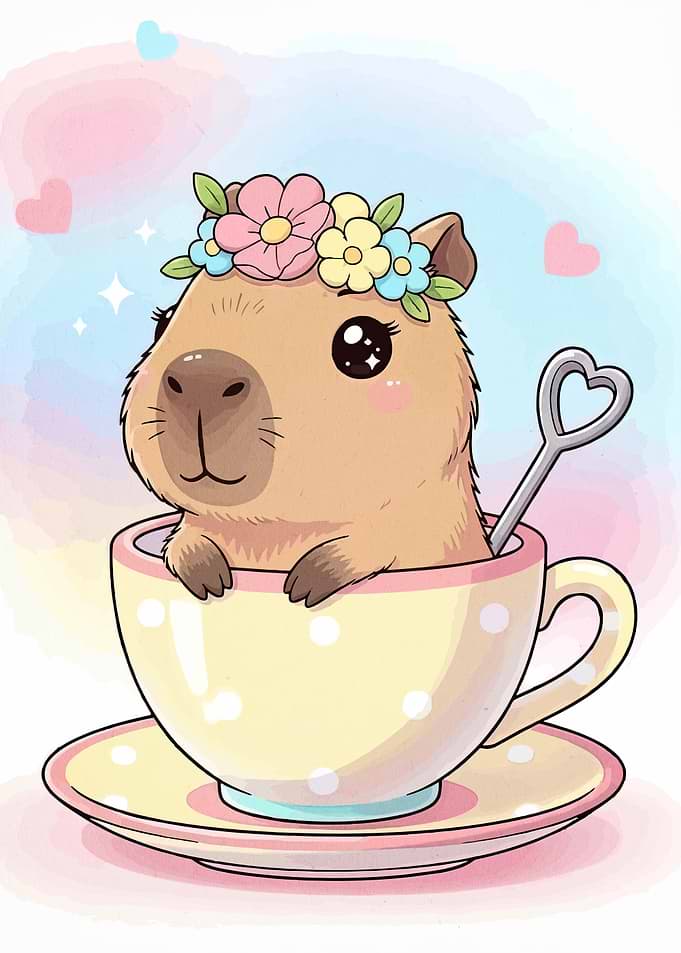 Cute Capybara in a Teacup