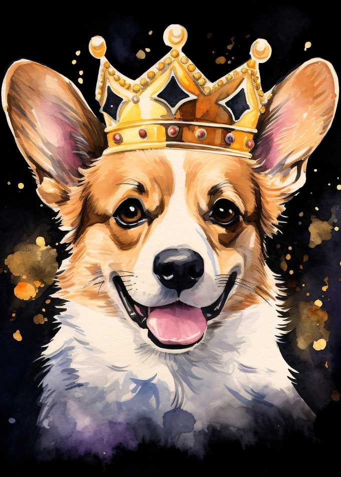 Corgi King Wearing a Crown