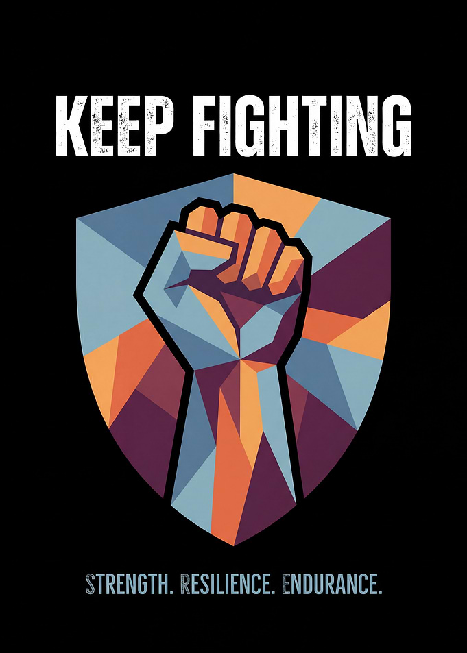 Keep Fighting Fist Shield