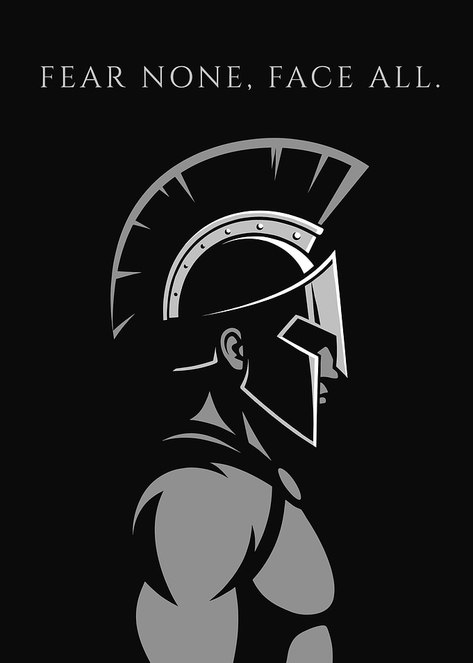 Spartan Warrior with Inspirational Quote
