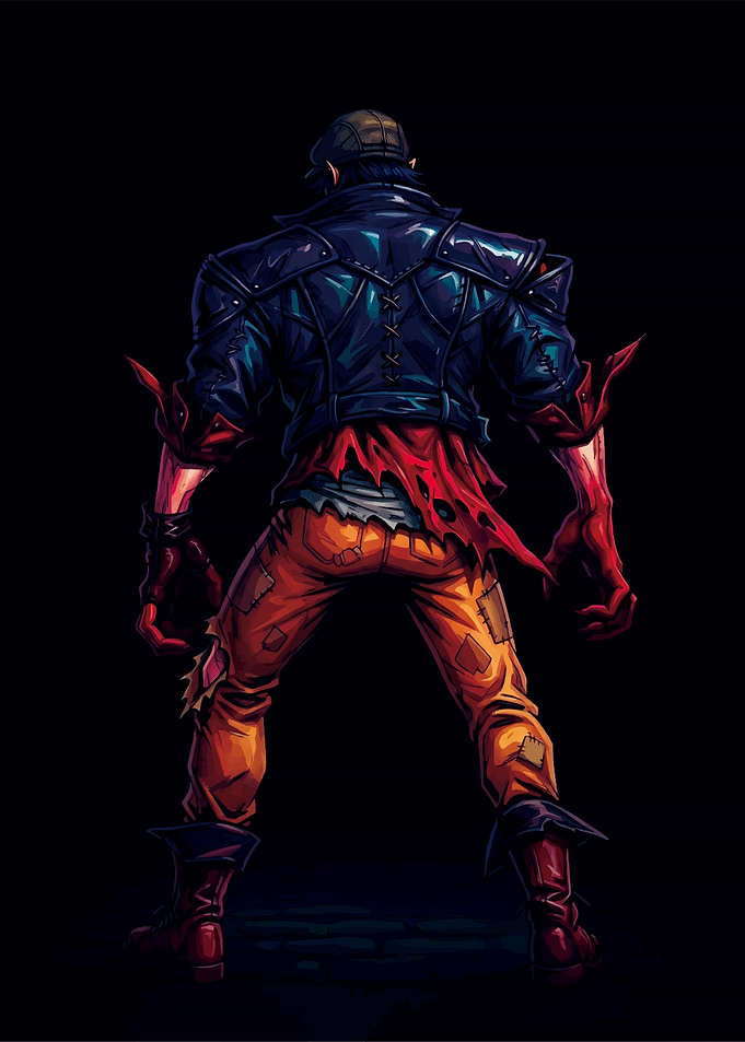 Gothic Punk Character Back View