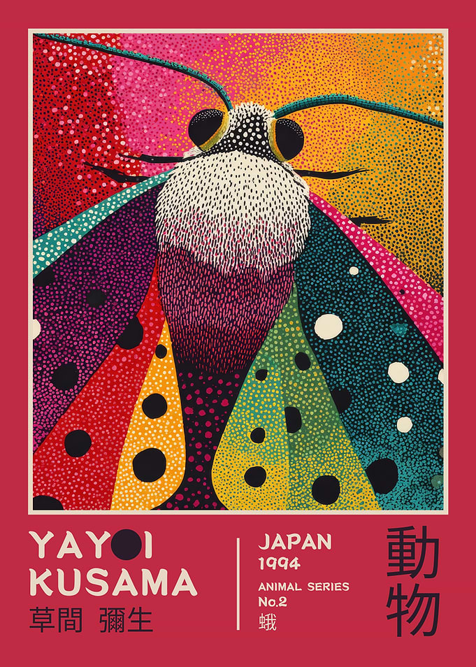 Yayoi Kusama Moth Art Exhibition Poster