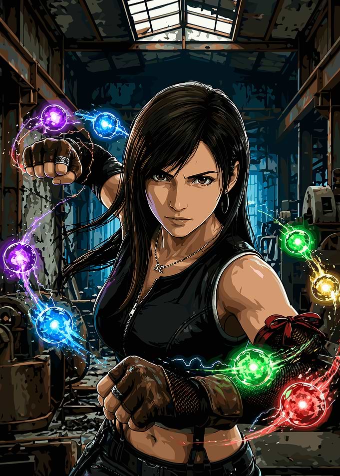 Tifa Lockhart with Elemental Orbs