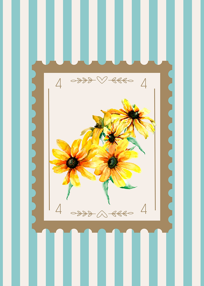 Watercolor Yellow Flowers on Stamp