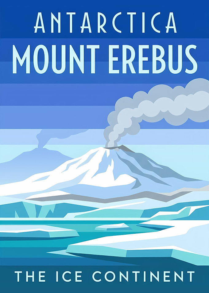 Mount Erebus Antarctica Travel Poster