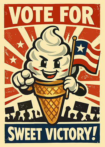 Vintage Propaganda Ice Cream Voting Poster – Sweet Victory Wall Art
