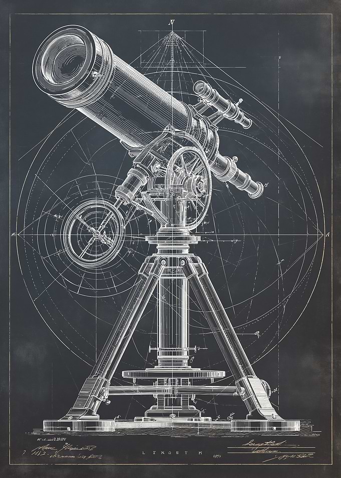 Vintage Telescope Blueprint