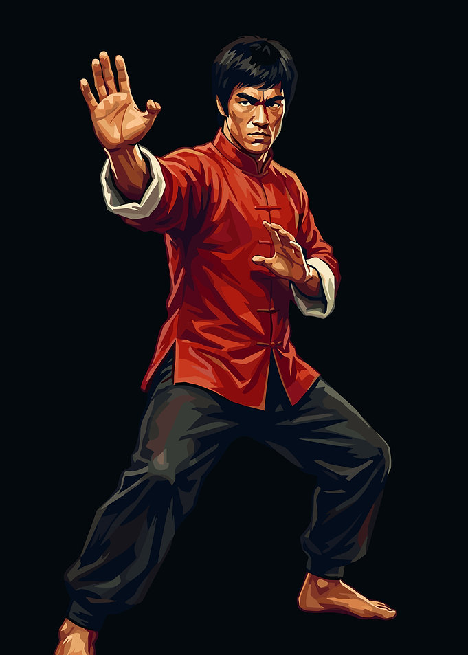Bruce Lee in Kung Fu Pose