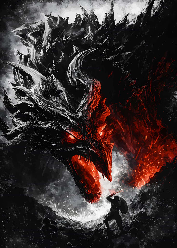 Dragon vs Knight Epic Battle
