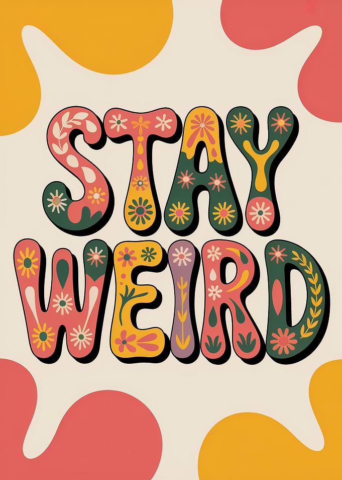 Stay Weird Retro Floral Art