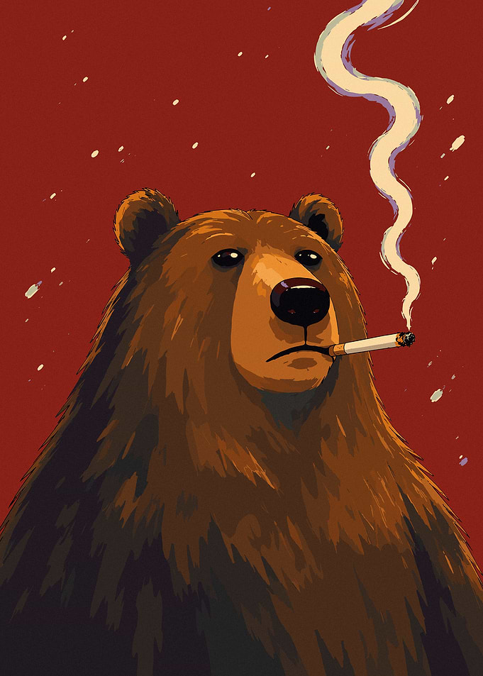 Bear Smoking Cigarette