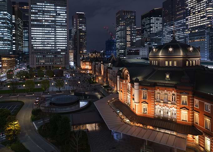 Tokyo Station Marunouchi Entrance at Night