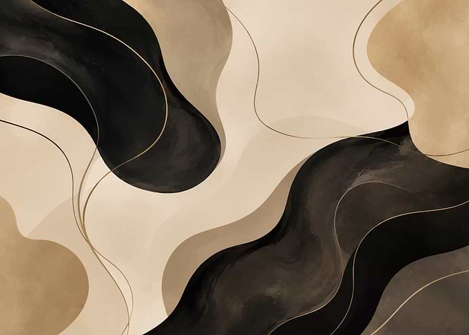Abstract Organic Shapes with Gold Lines