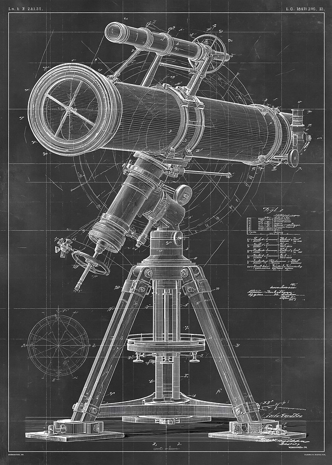 Vintage Telescope Blueprint
