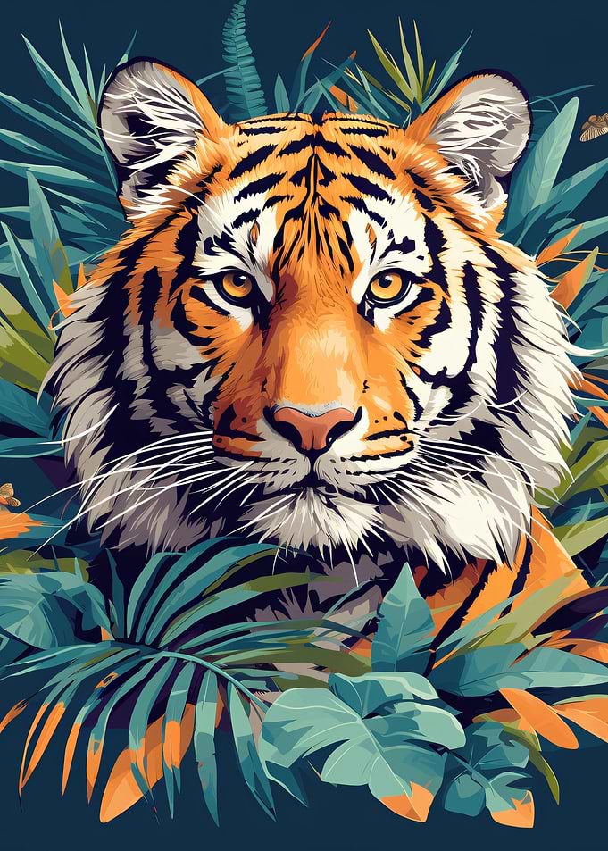Tiger in Lush Jungle