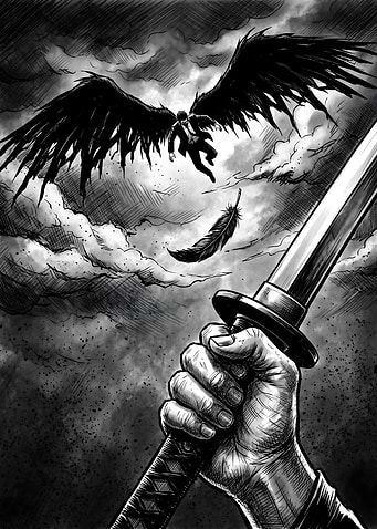 Angel Falling with Sword
