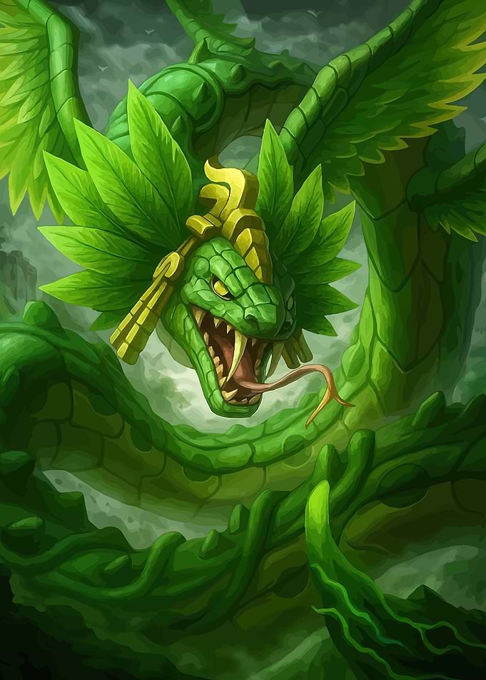Green Serpent God with Golden Headdress