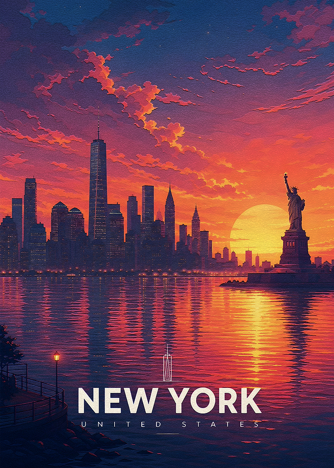 New York City Skyline at Sunset