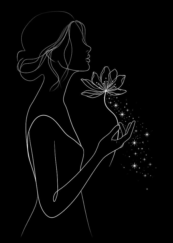 Woman Holding a Magical Flower