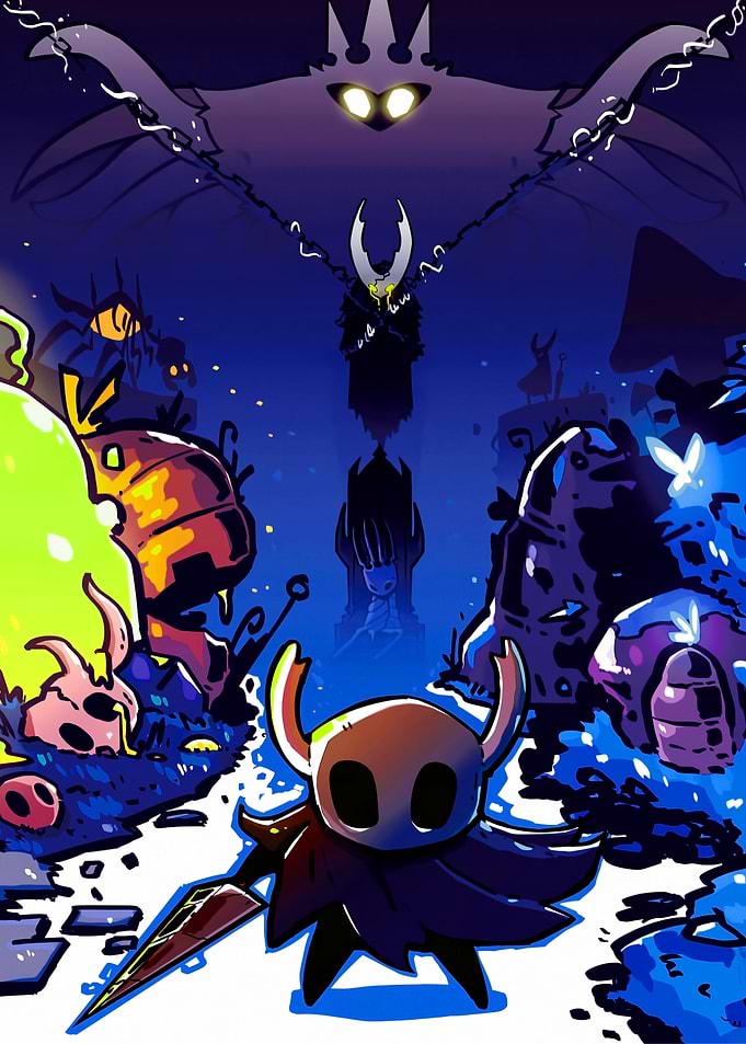 Hollow Knight Characters in Dark Fantasy Setting