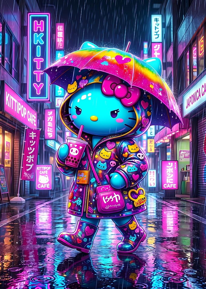 Hello Kitty in Cyberpunk City