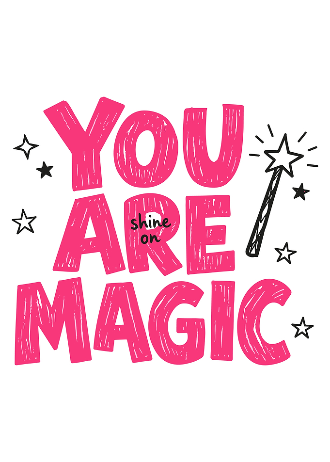 YOU ARE MAGIC Pink Crayon Typography Wall Art Poster Whimsical Empowering Quote