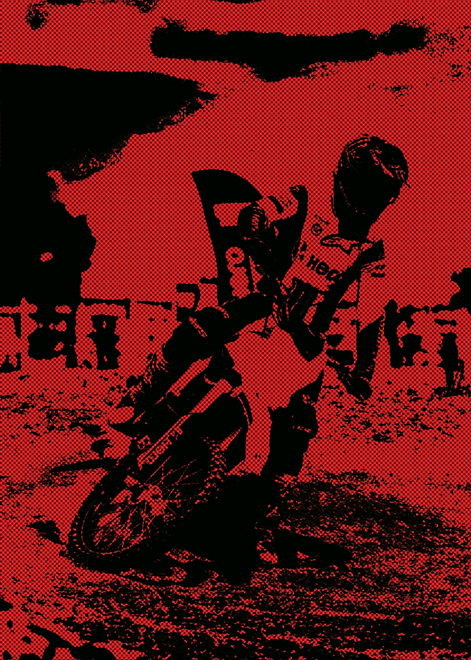 Motocross in Action Halftone Effect