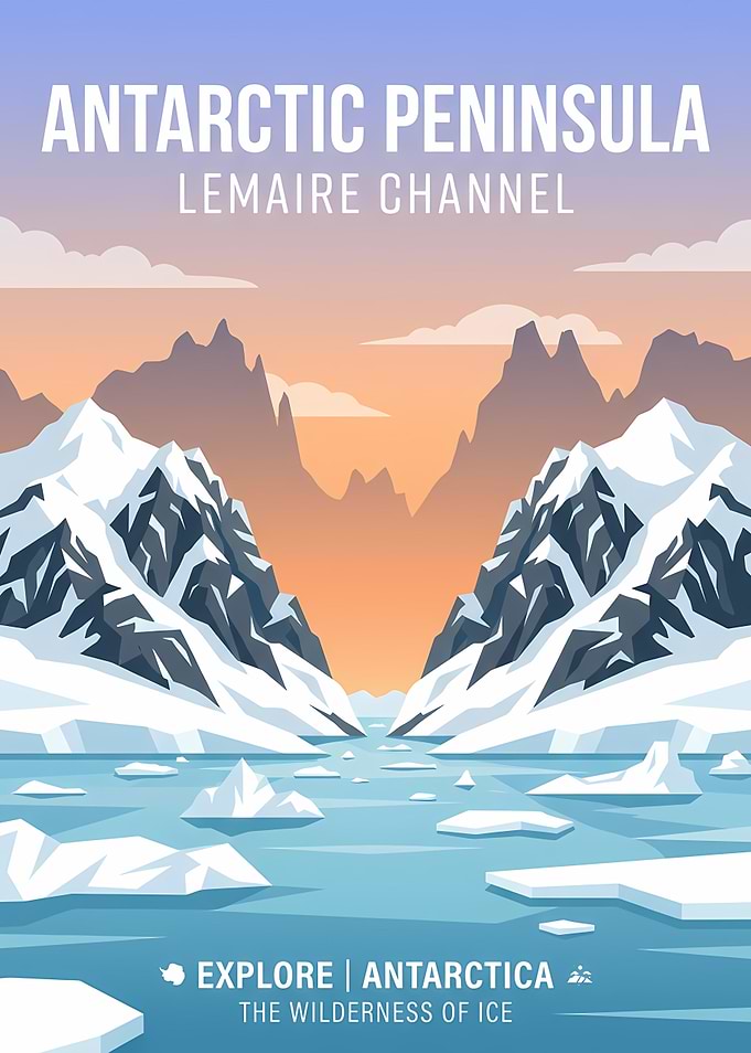 Antarctic Peninsula Lemaire Channel Poster