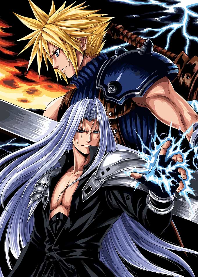 Final Fantasy Cloud and Sephiroth Lightning Battle