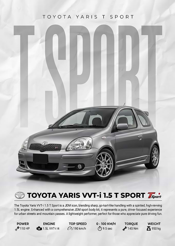 sleek Toyota Yaris T Sport car Poster