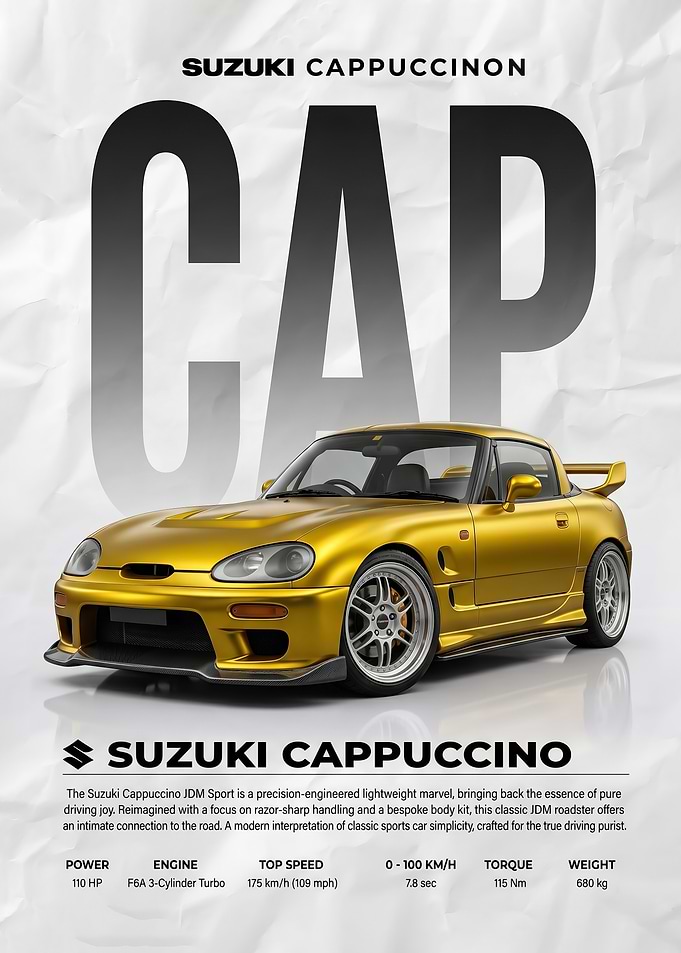 A striking Suzuki Cappuccino JDM Sport Poster