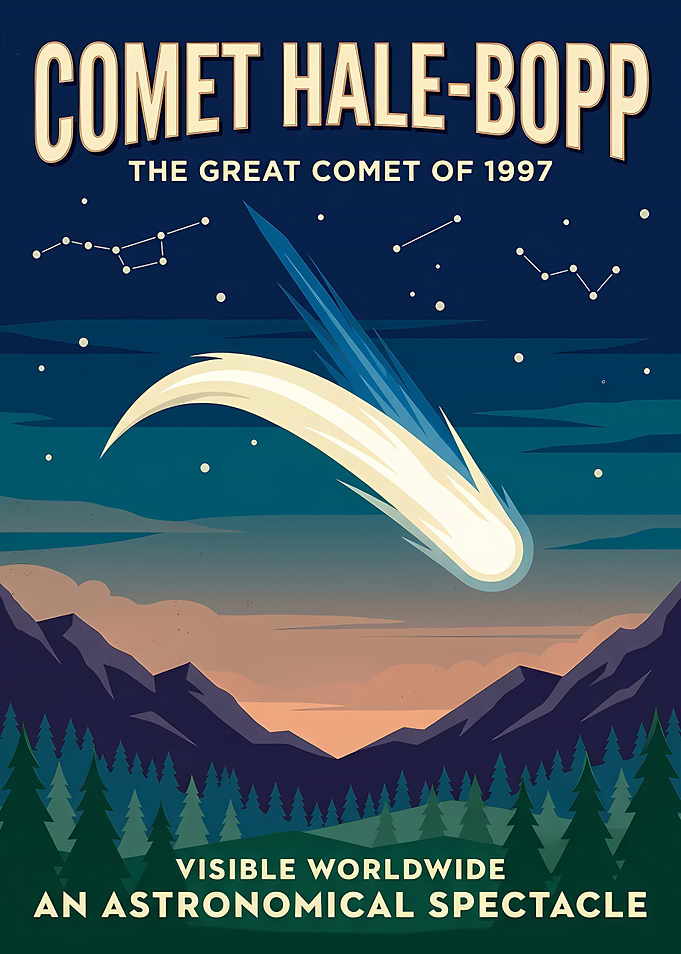 Comet Hale-Bopp Vintage Poster