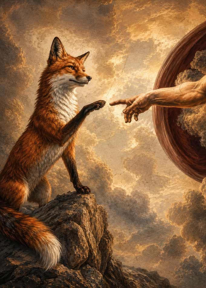 Fox Reaching for Divine Hand