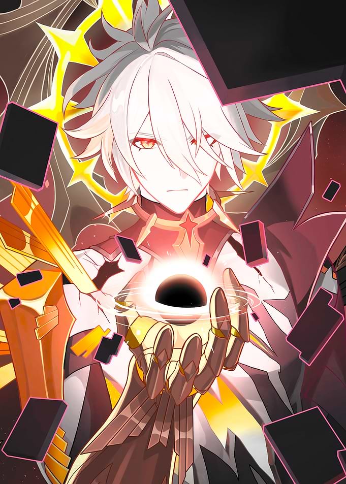 character holding a black hole