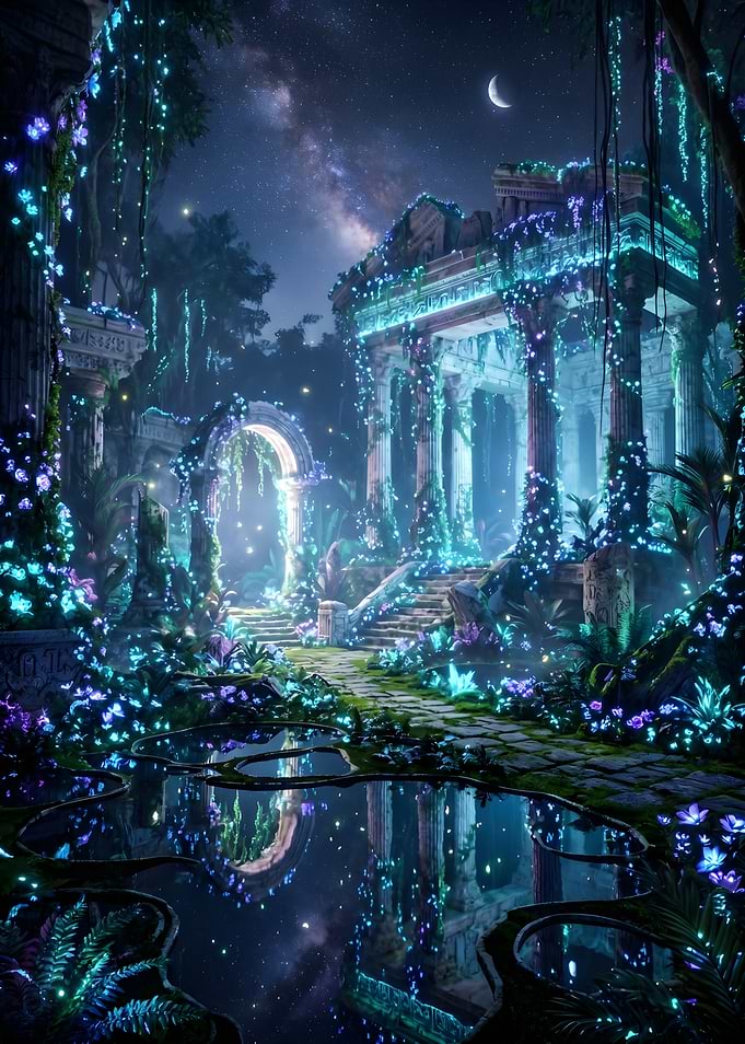 Enchanted Ruins Under the Stars