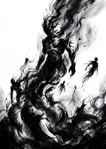 Dark Shadowy Figure with Souls