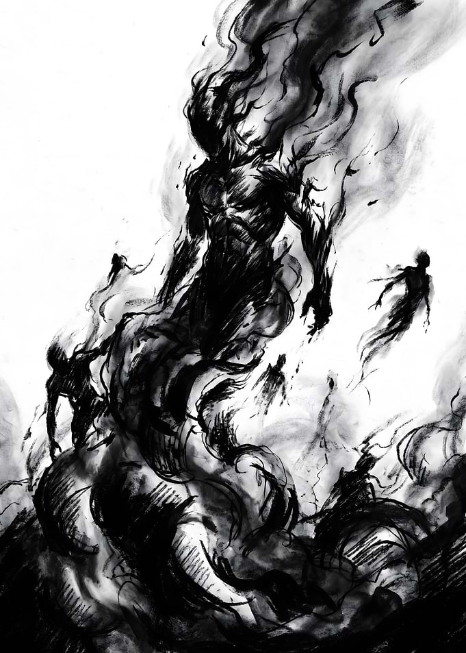 Dark Shadowy Figure with Souls
