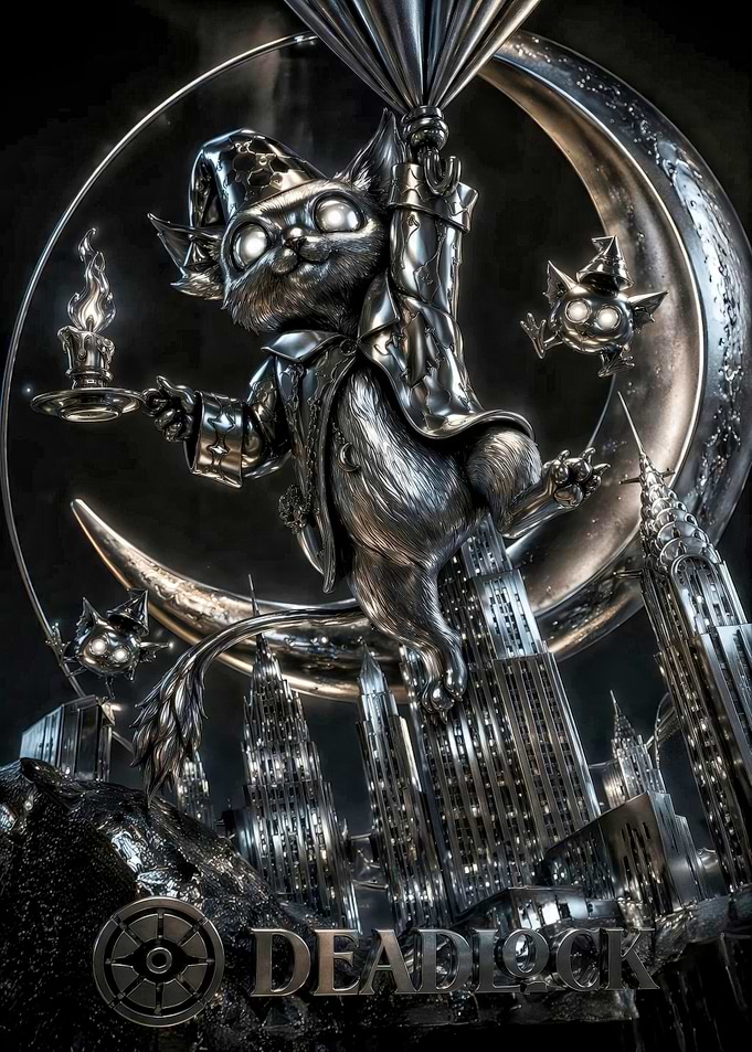 Steampunk Cat Wizard in a Cityscape