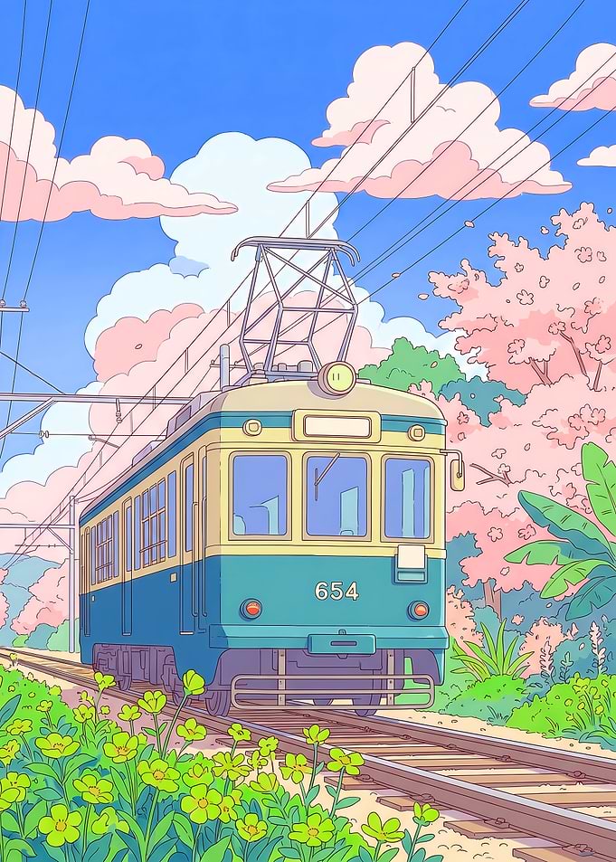 Train passing through a scenic landscape