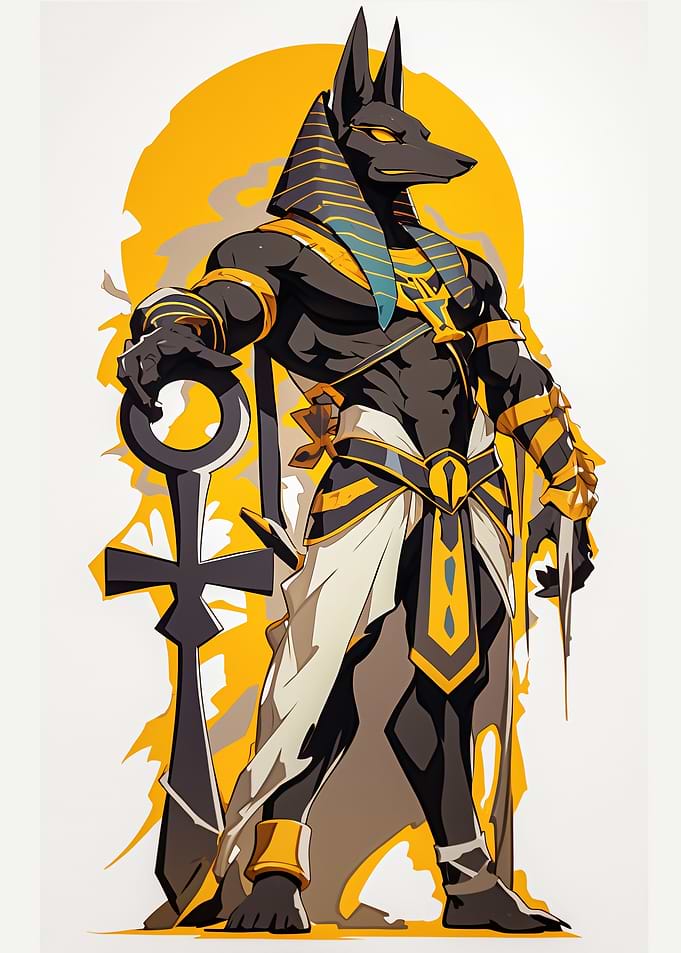 Anubis Egyptian God with Ankh