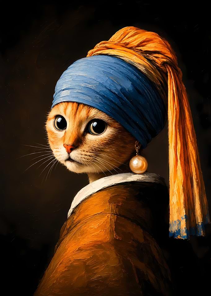 Cat as Girl with a Pearl Earring