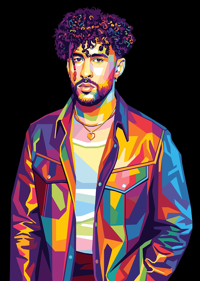 Bad Bunny WPAP Portrait