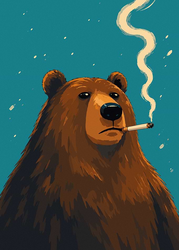 Bear Smoking a Cigarette