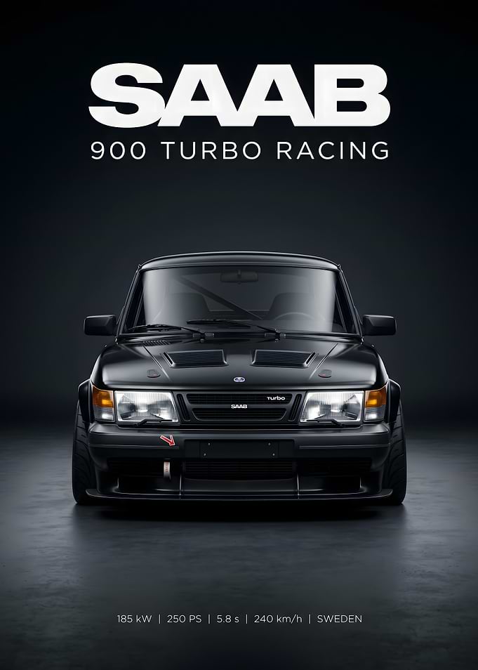 Saab 900 Turbo Racing Poster