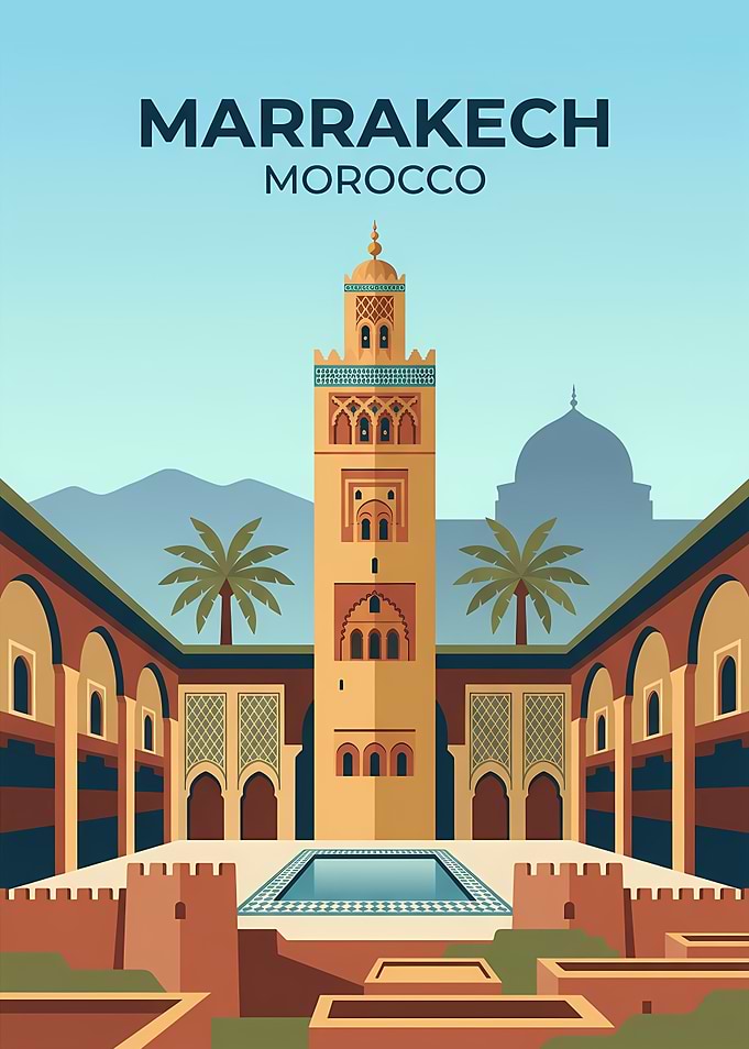 Marrakech Morocco Travel Poster