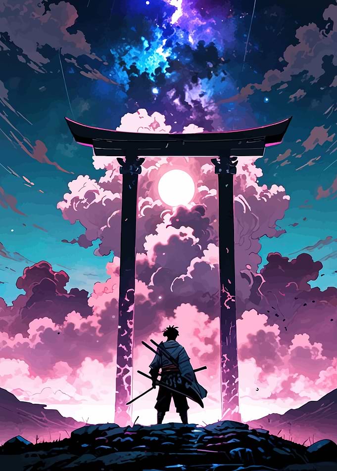Samurai Under Cosmic Torii Gate
